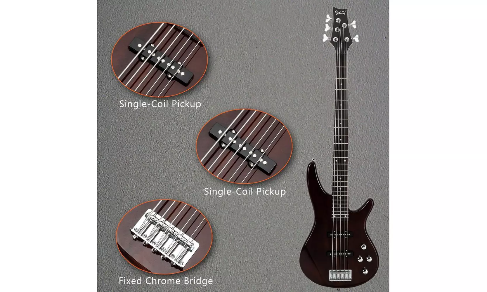 Portable Electric Bass Guitar Kit for Beginner with Bass Bag, Strap - Second Medium