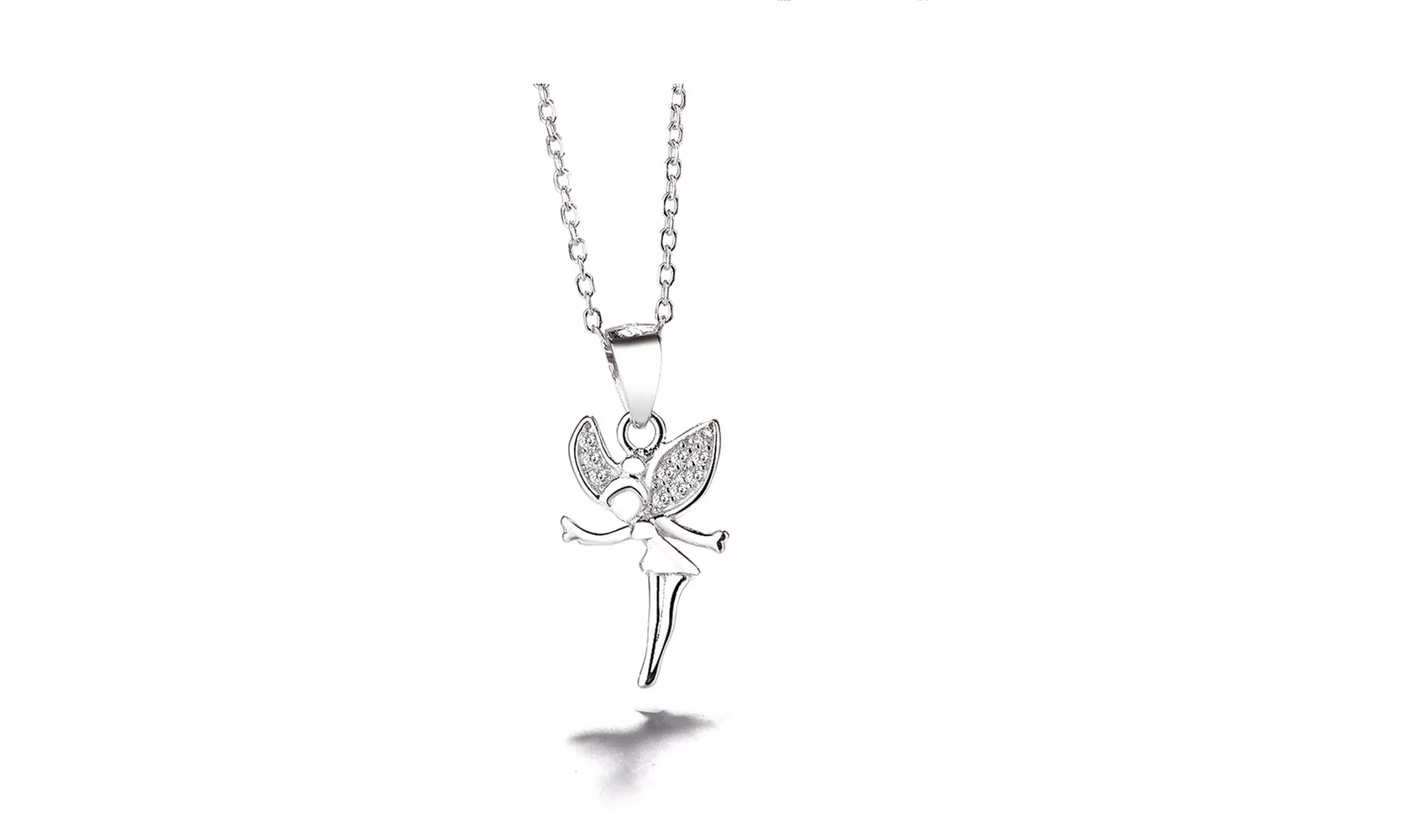 Sterling Silver Crystal Fairy Pendant Necklace  - Primary Image