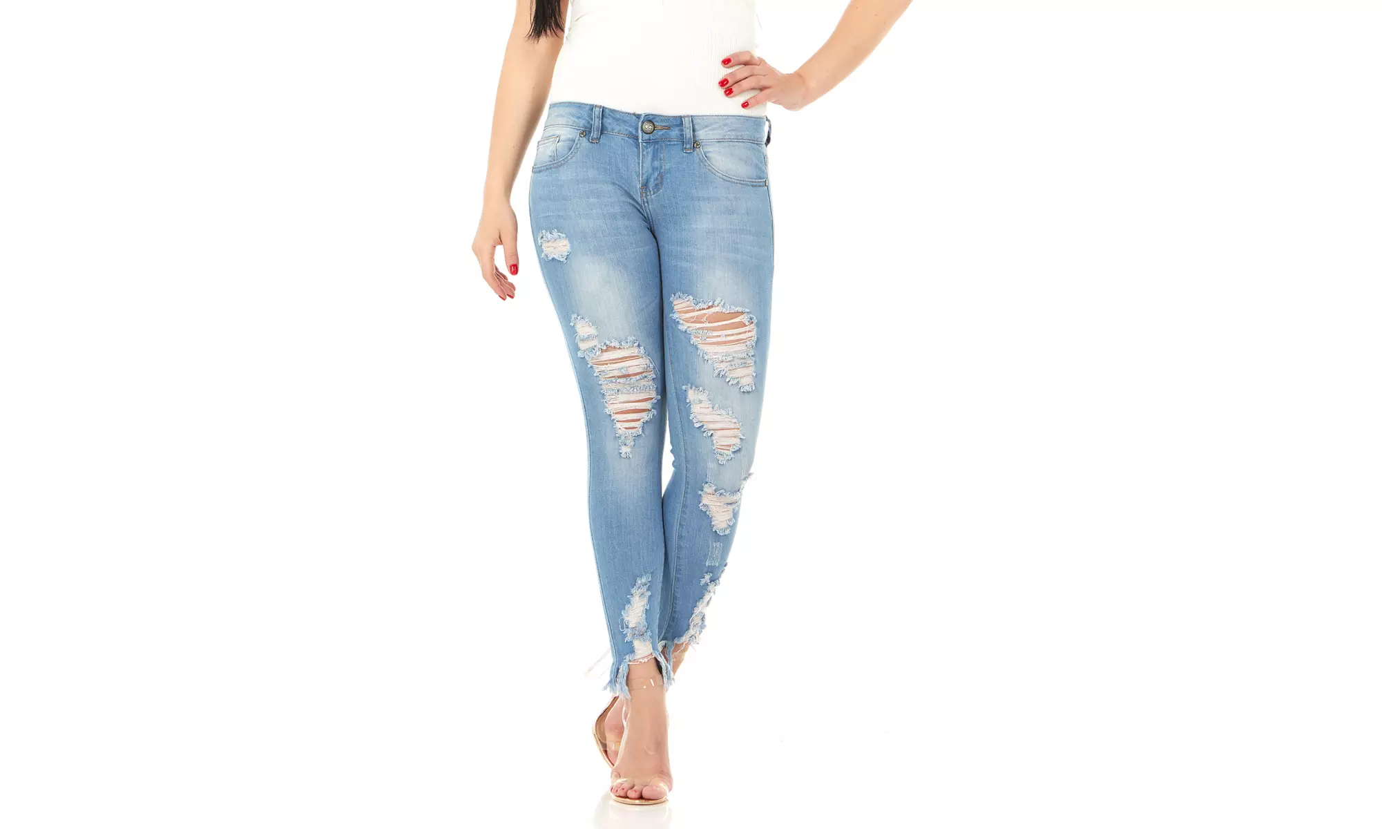CG Jeans Perfect Rise Ripped, Distressed, and Torn Ankle Skinny Jeans - Primary Image