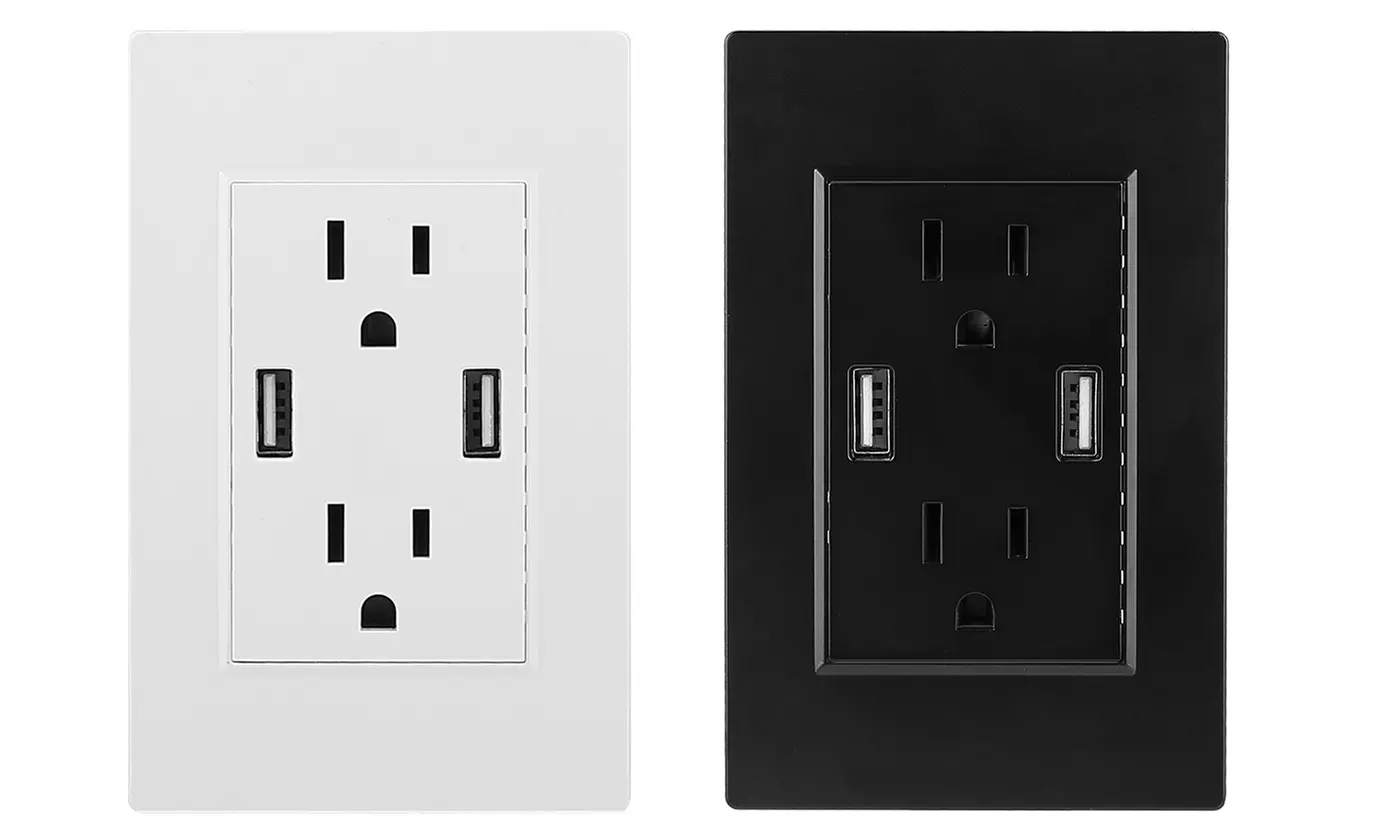 iMounTEK 2.4A/5V High-Speed Dual USB Charger Wall Outlet (1- or 2-Pack) - Primary Image