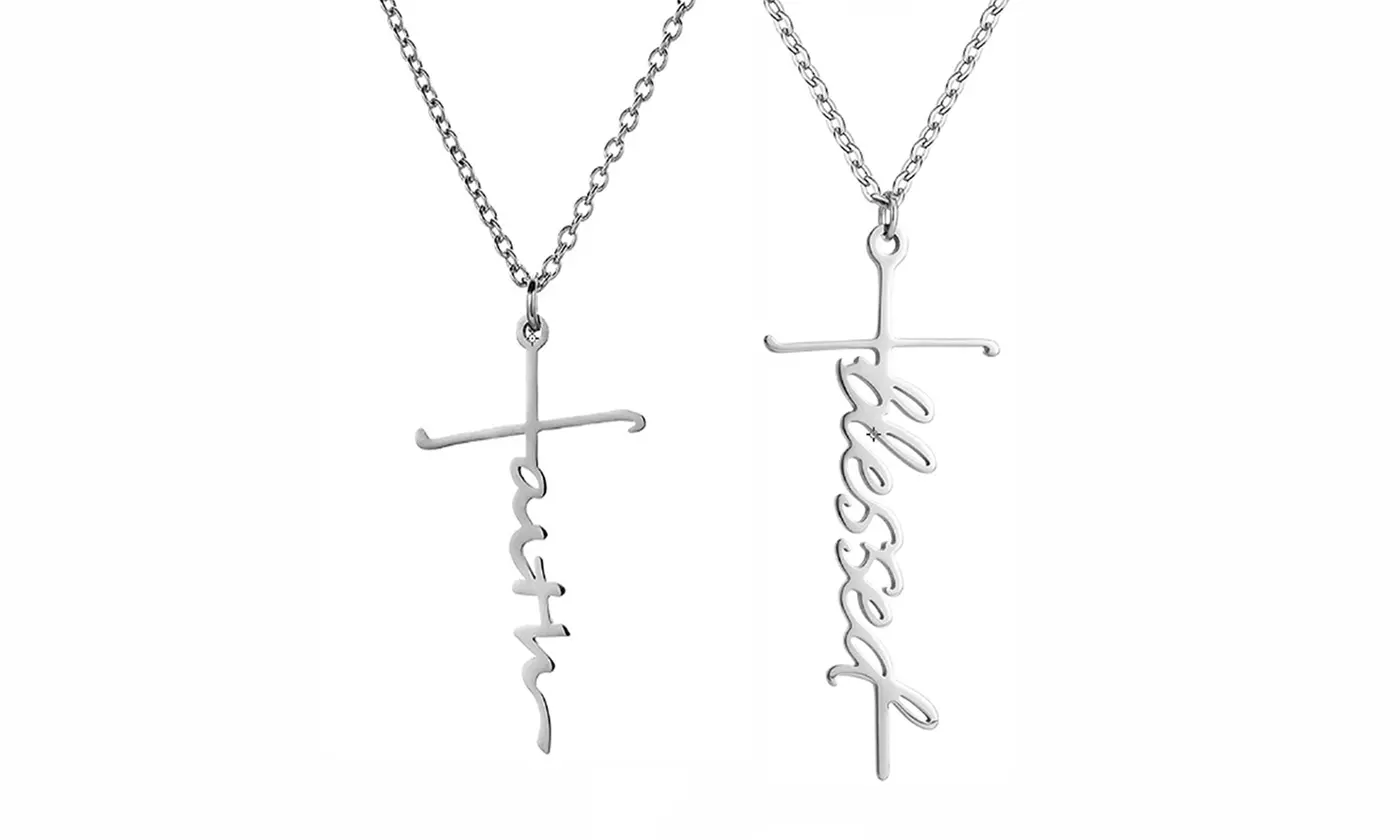 Faith or Blessed Cross Pendant Necklace - Primary Image