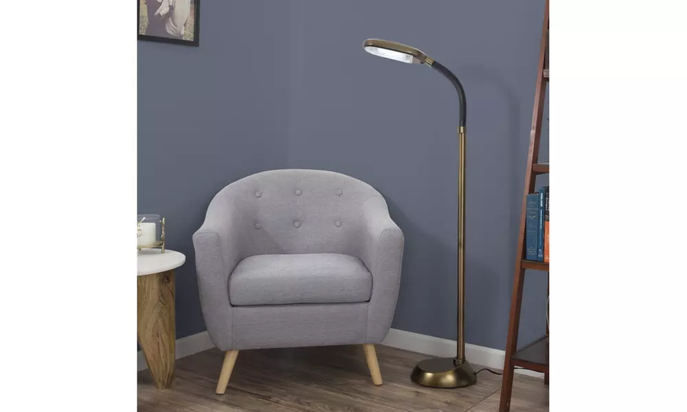 Natural Full Spectrum Sunlight Reading Floor Lamp by Lavish Home (Brass) - Primary Image