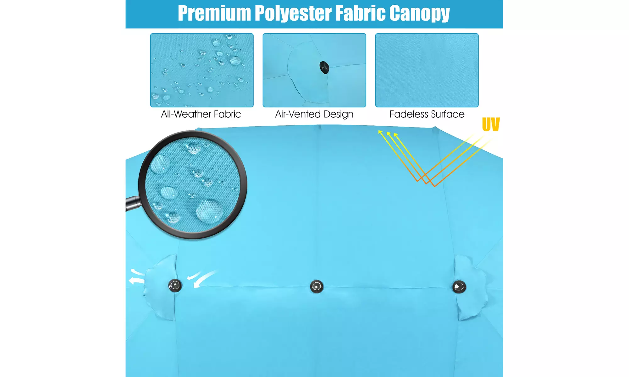 Costway 15FT Patio Double-Sided Umbrella Crank Outdoor Garden Market Sun Shade