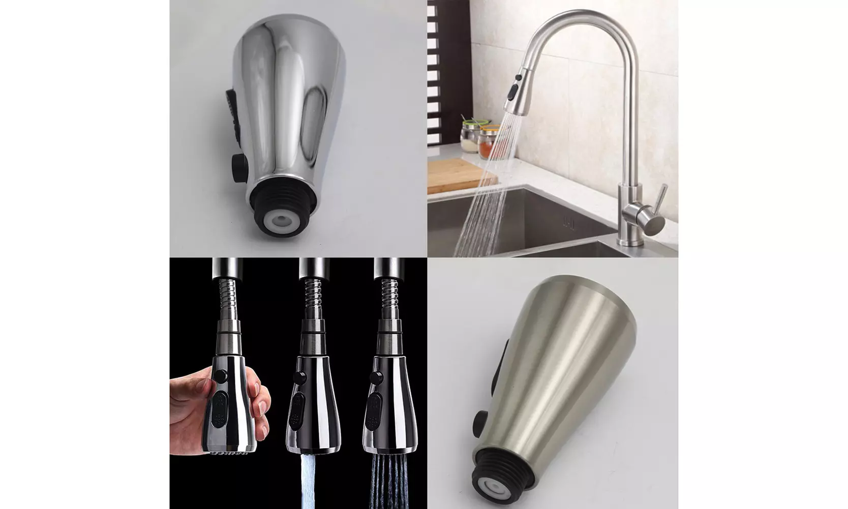 US 1-2 Pack Kitchen Faucet Spray Head 3-Mode Pull Down Out Nozzle Sprayer Parts