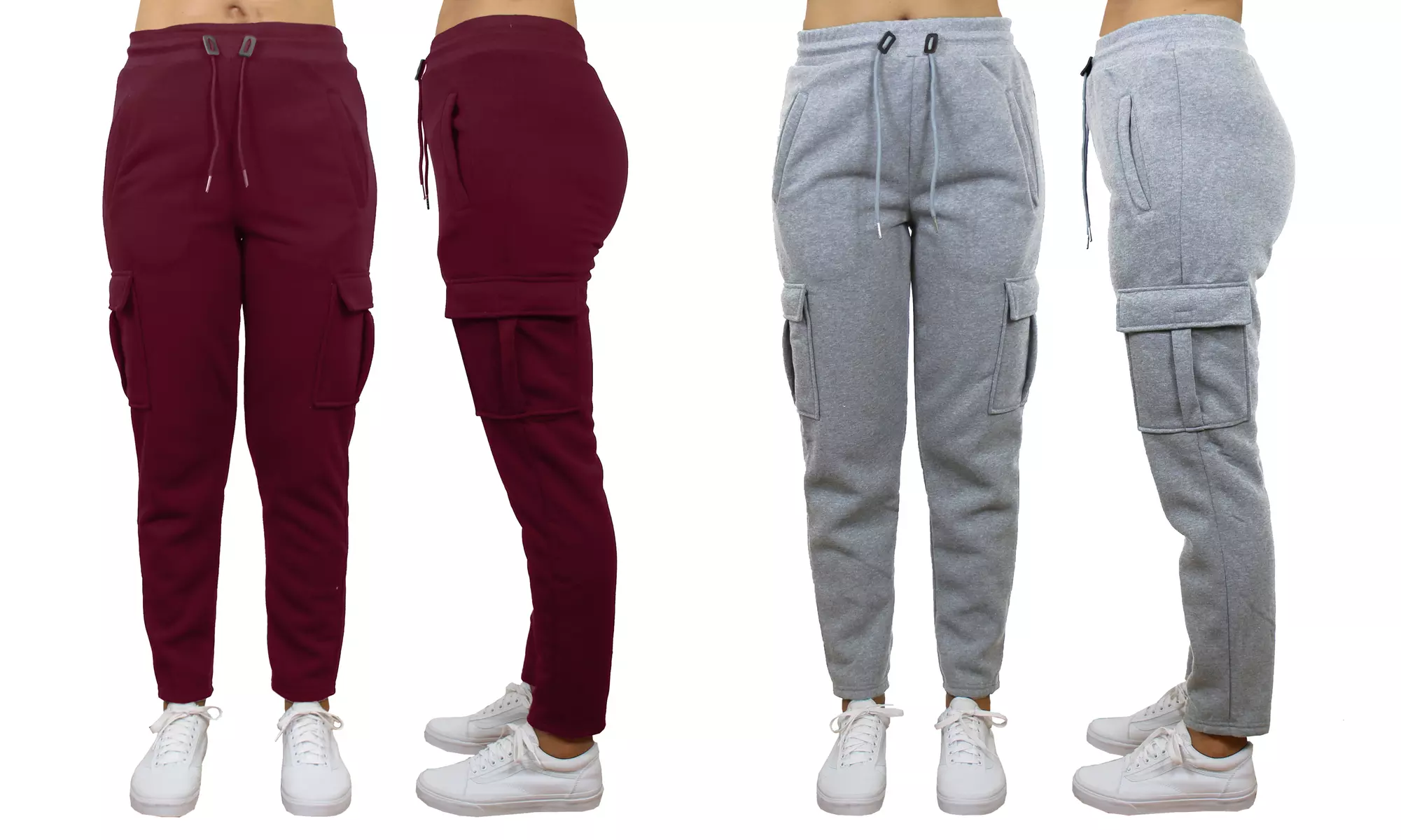 2-Pack Women's Loose Fitting Open Bottom Fleece Sweatpants (Sizes, S-2XL) 