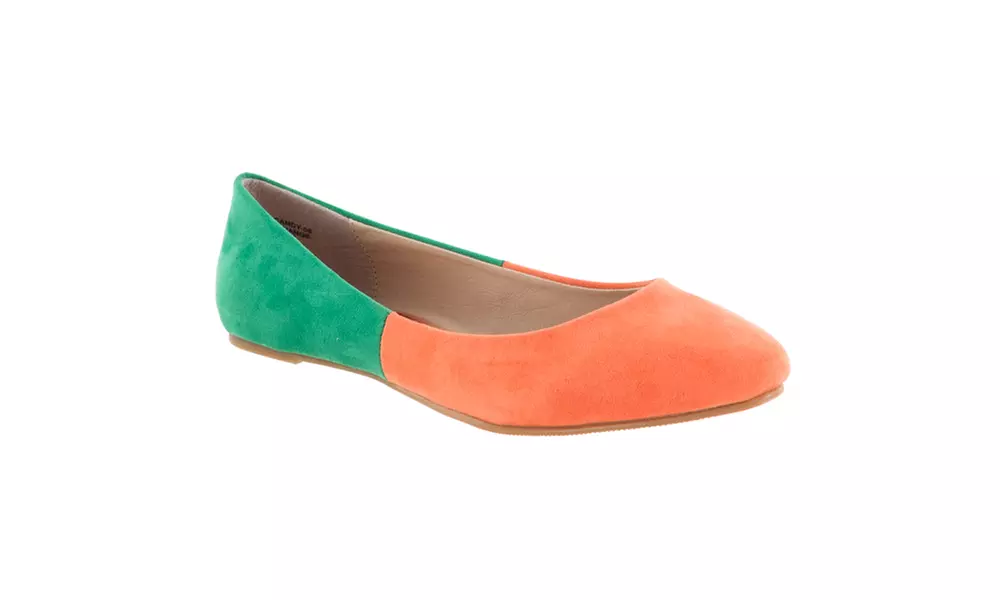 Riverberry Women's 'Candy' Two-tone Microsuede Flats, Orange - Primary Image