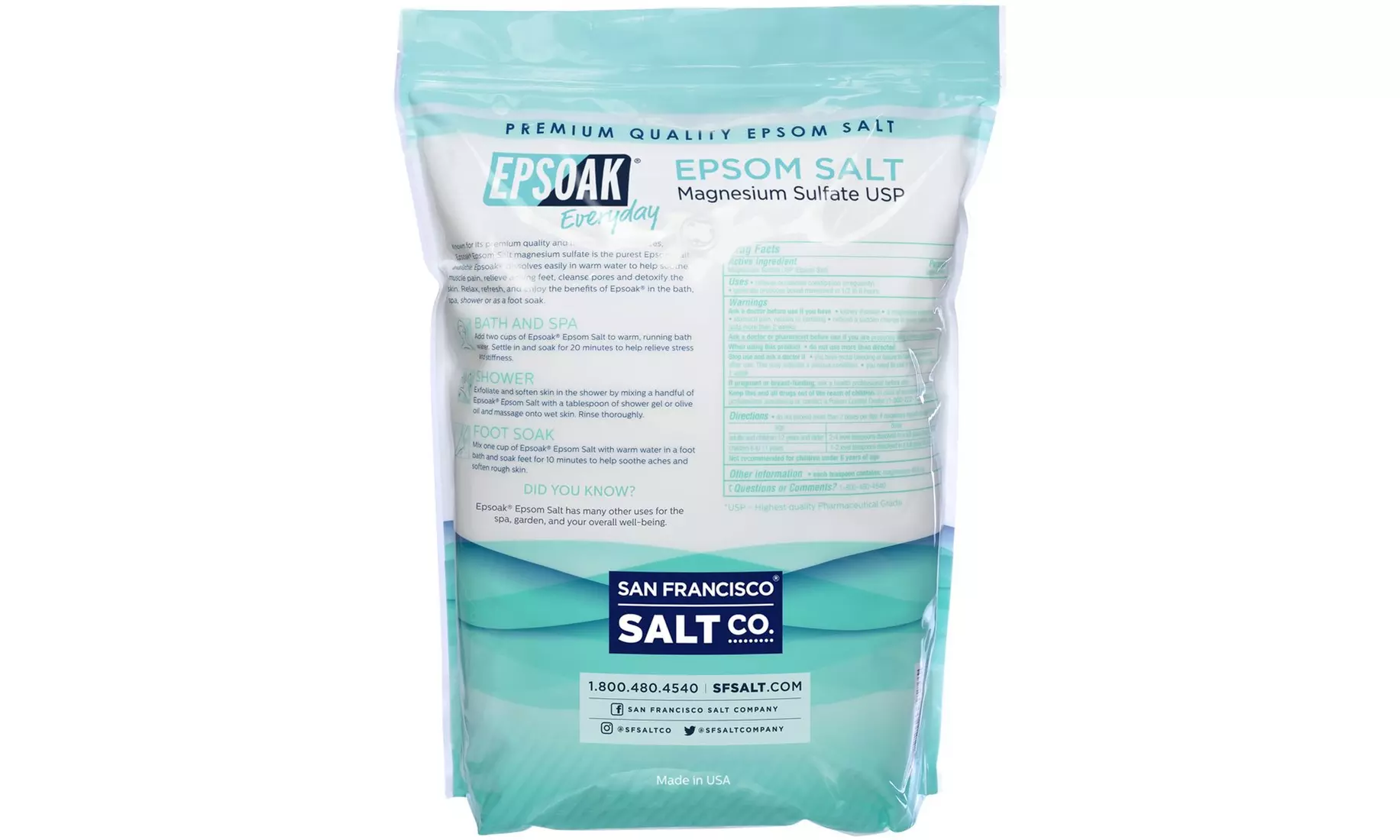 Epsoak USP Epsom Salt - 19 lbs. Resealable Bulk Bag - Primary Image