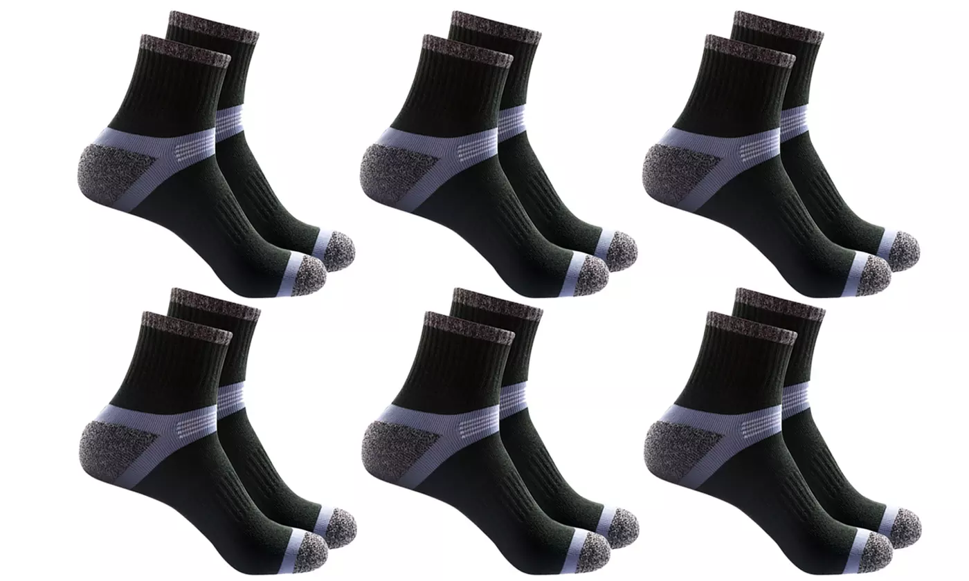Men's Cotton Athletic Quarter Crew Socks (3 or 6 Pairs)