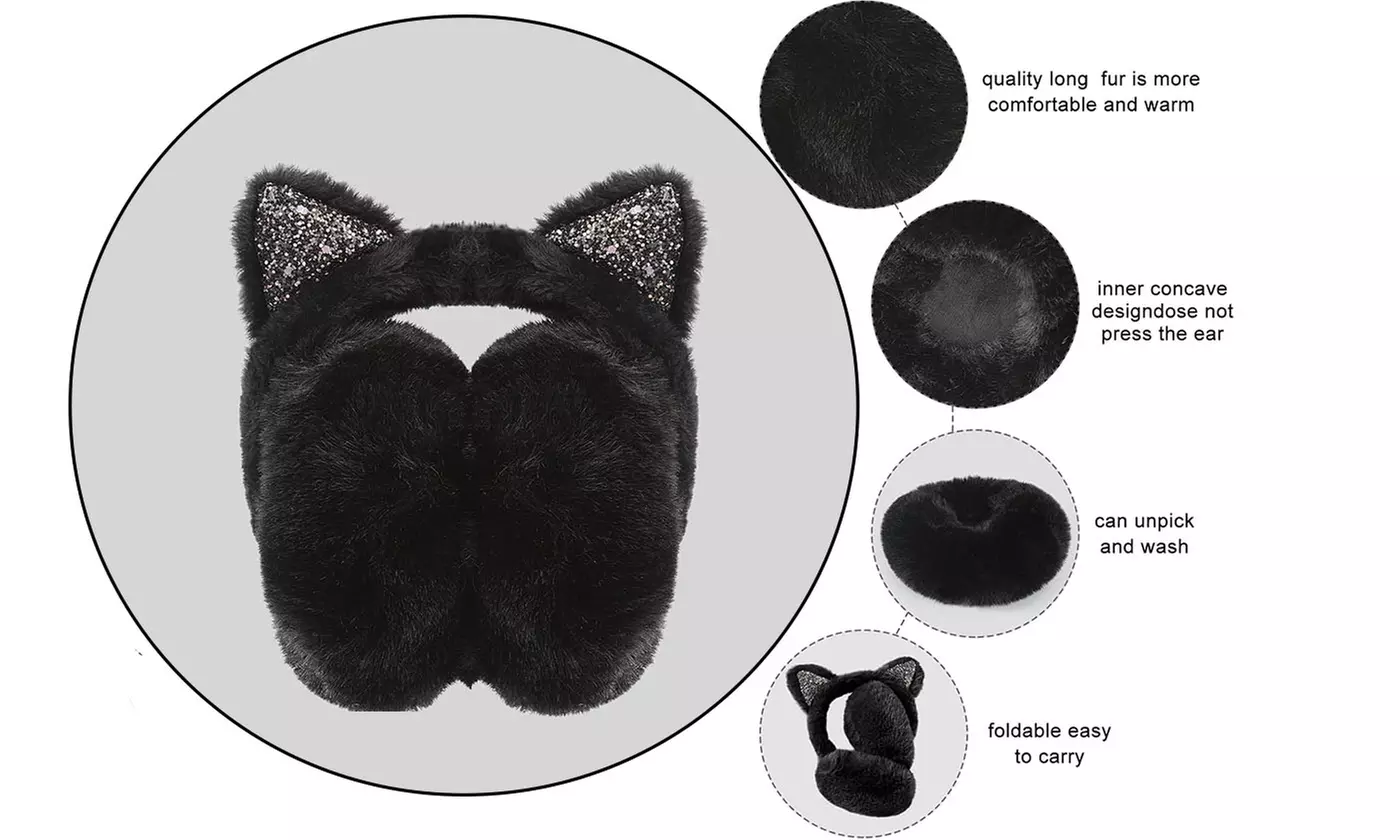 Fuzzy Cat Ear Winter Earmuffs - Multiple Options