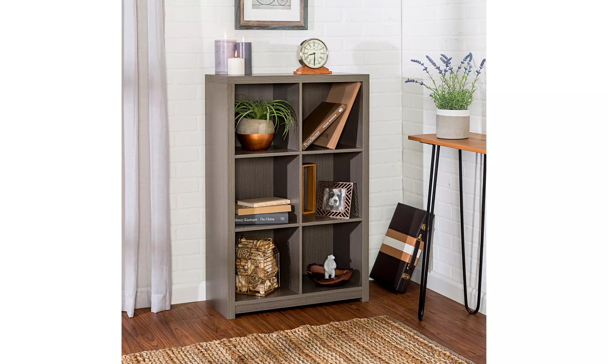 Grey Premium Laminate 6-Cubby Storage Shelf - Primary Image