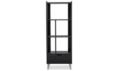 Kalien Dark Brown Wood Leaning Bookcase