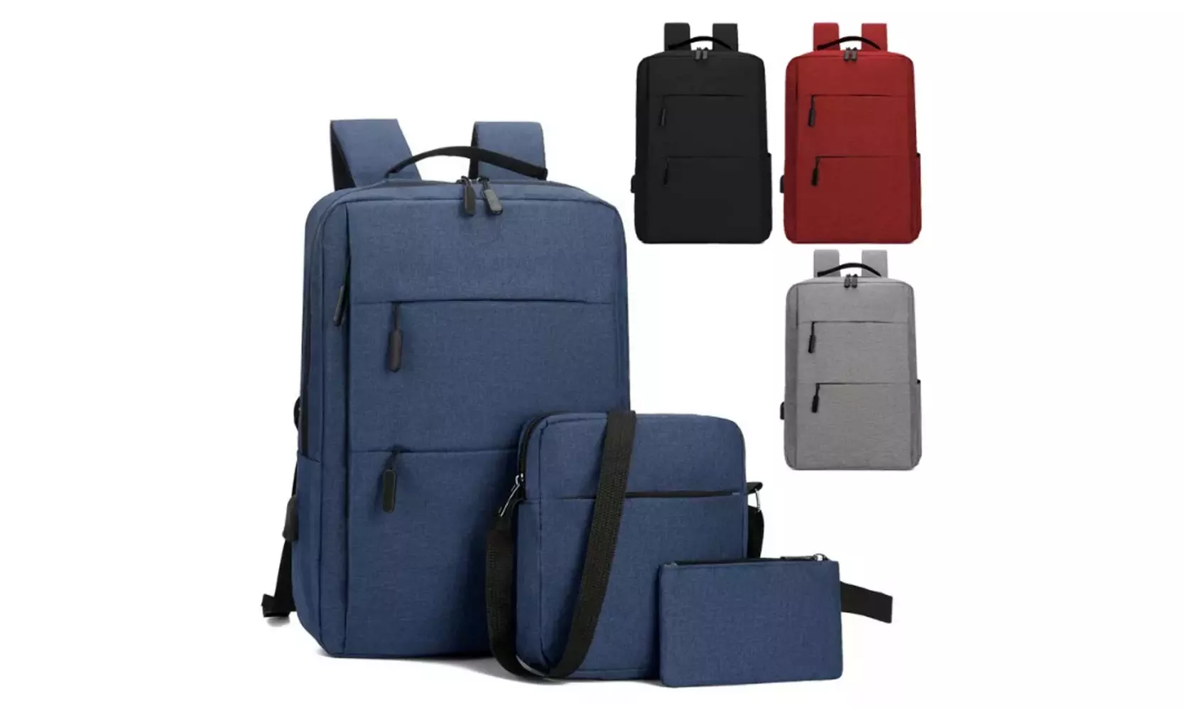 3 Pieces Usb Multifunction Large Capacity Business Laptop Bags Set - Primary Image