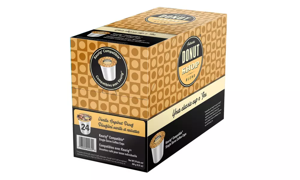 Authentic Donut Shop Decaf Blend Vanilla Hazelnut Coffee Single Serve Cups