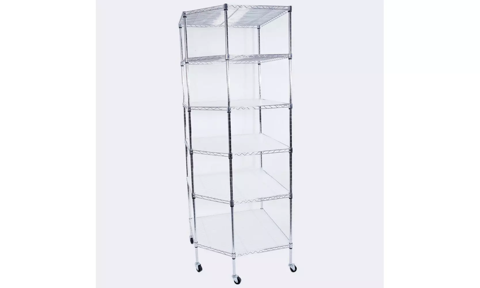Heavy Duty Steel 6-Tier Corner Restaurant Shelf Commercial Food Storage Silver - Second Medium