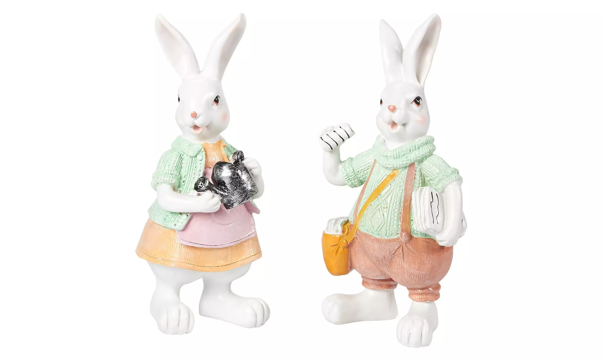 Set of 2 Easter Bunny Resin Figurines, Home and Garden Ornaments - Second Medium