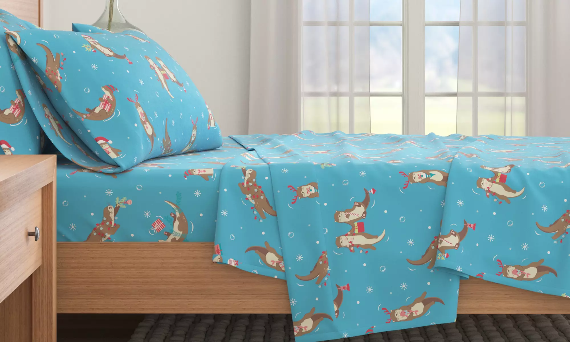 Turkish Cotton Winter-Theme Flannel Sheets Set