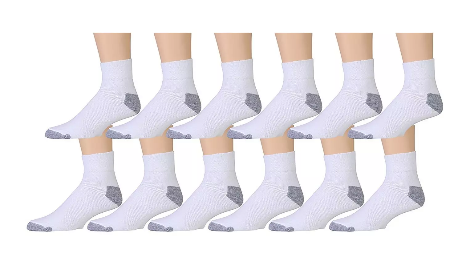 12 Pairs Value Pack of Wholesale Sock Deals Mens Ankle Socks, 10-13