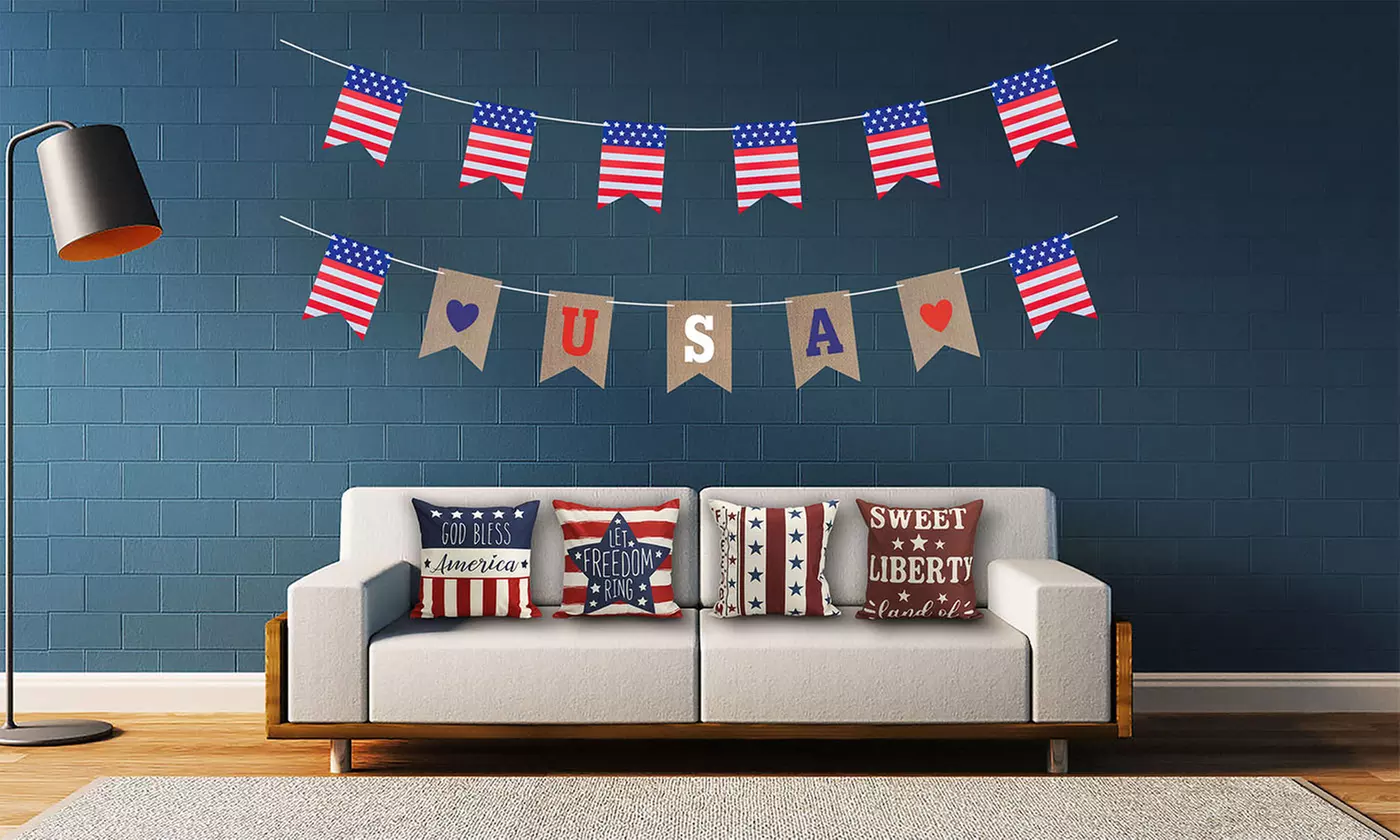 USA Star Flag Banner Bunting Patriotic 4th of July Decorations Party Supplies