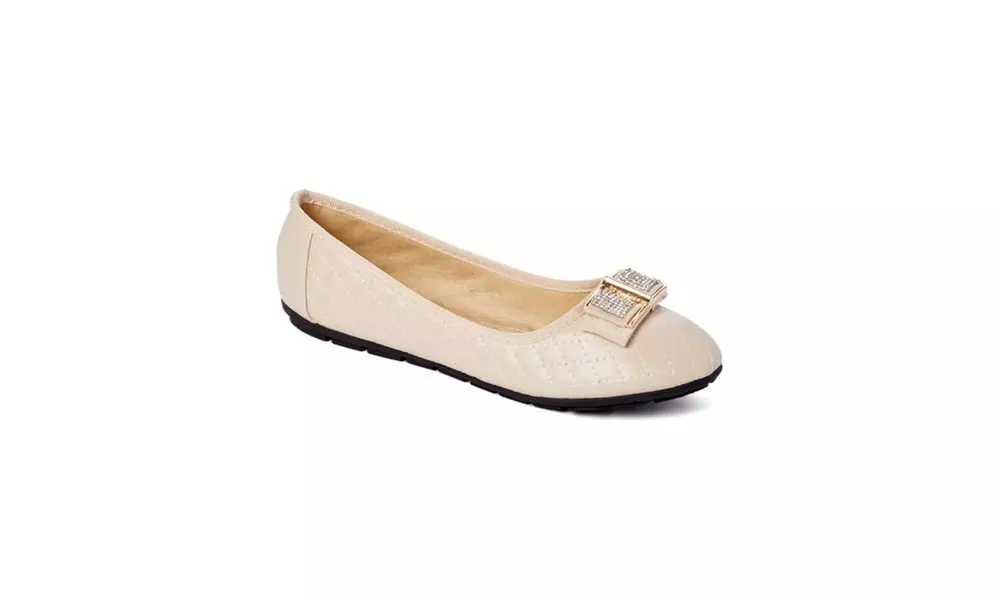 Textured ballet Bow and Buckle Flats - Primary Image