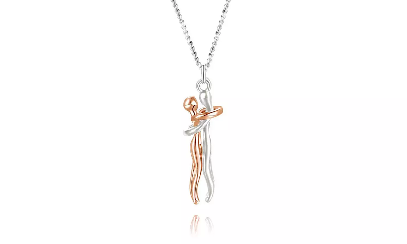 Two Lovers Affectionate Hug Necklace for Couples