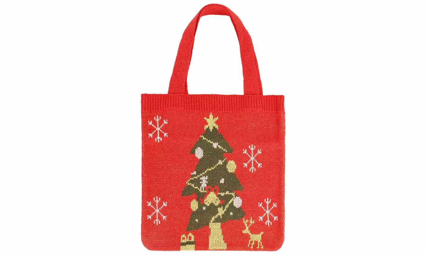 Women's Large Capacity Knitted Christmas Tote Bag