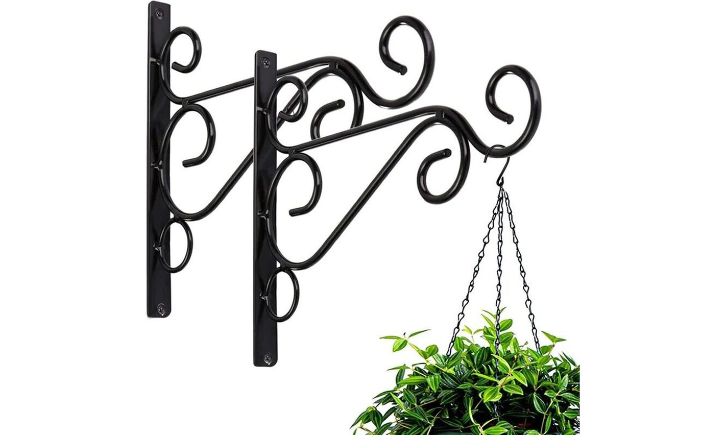 2Pcs Wall Hanger Heavy Duty Metal Hanging Basket Bracket Flower Pot Hook Hanger