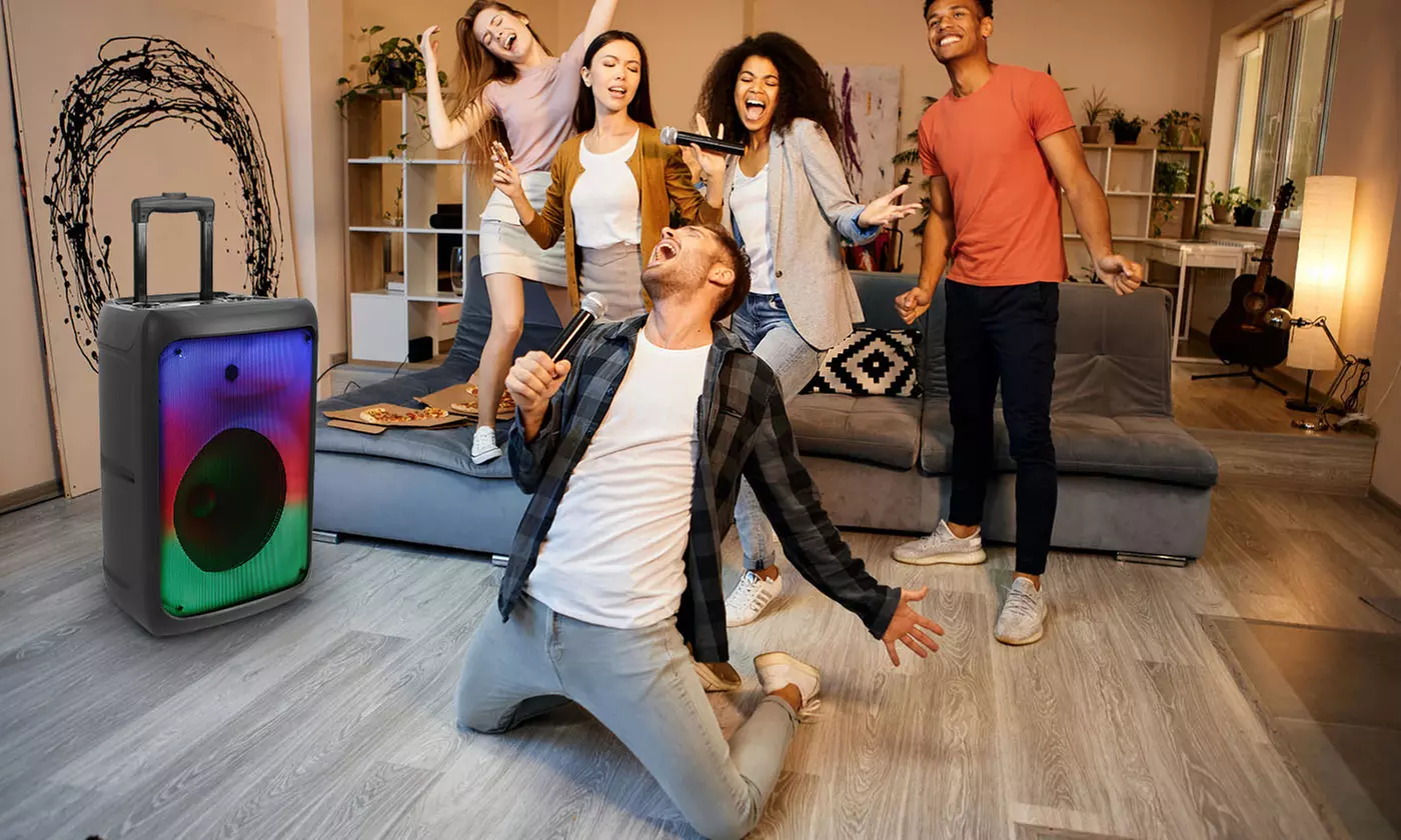 Kocaso Portable Bluetooth Party Speaker Karaoke Speaker with Colorful Lights