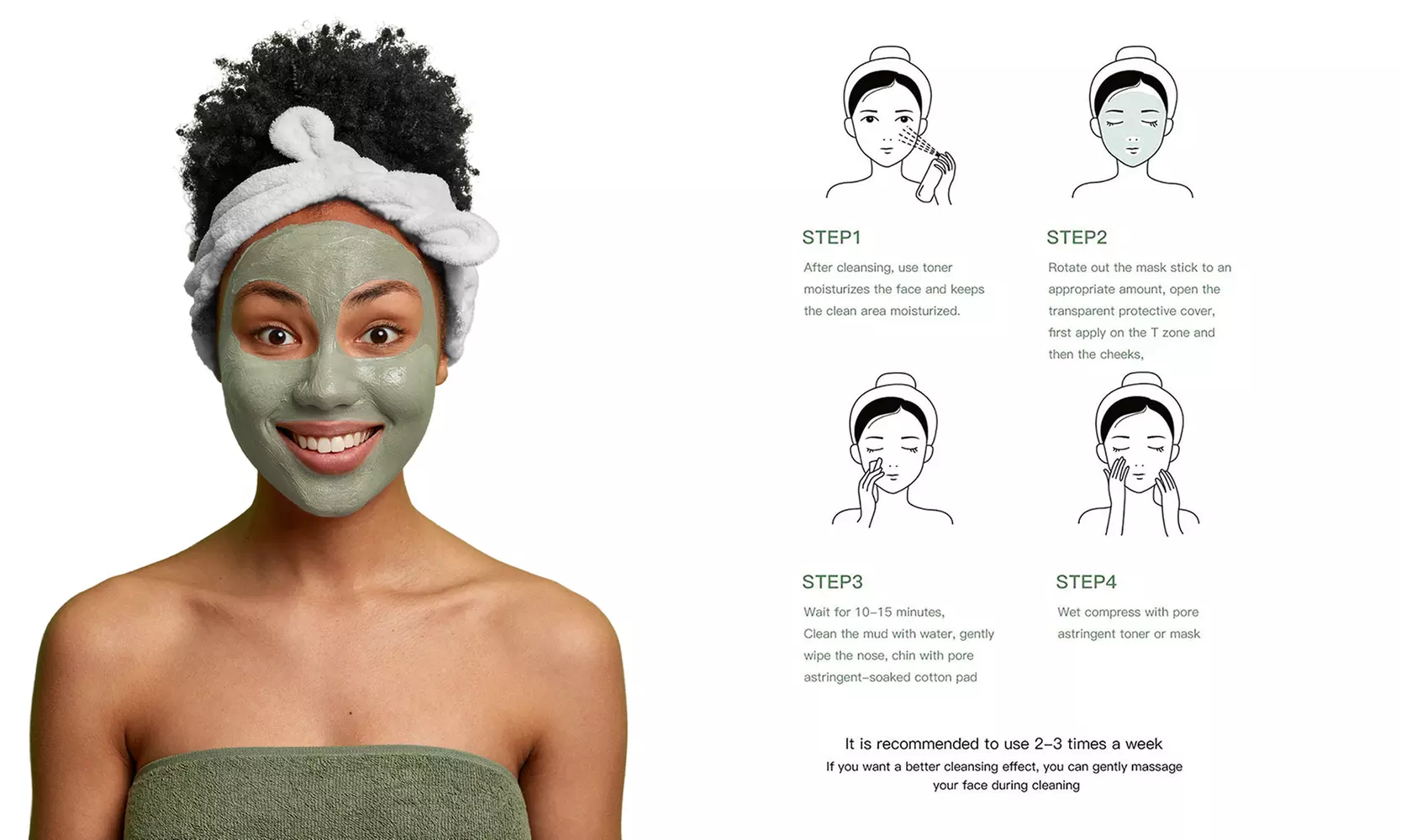 Green Tea Clay Mask Stick Facial Deep Cleansing Blackhead And Acne Remover