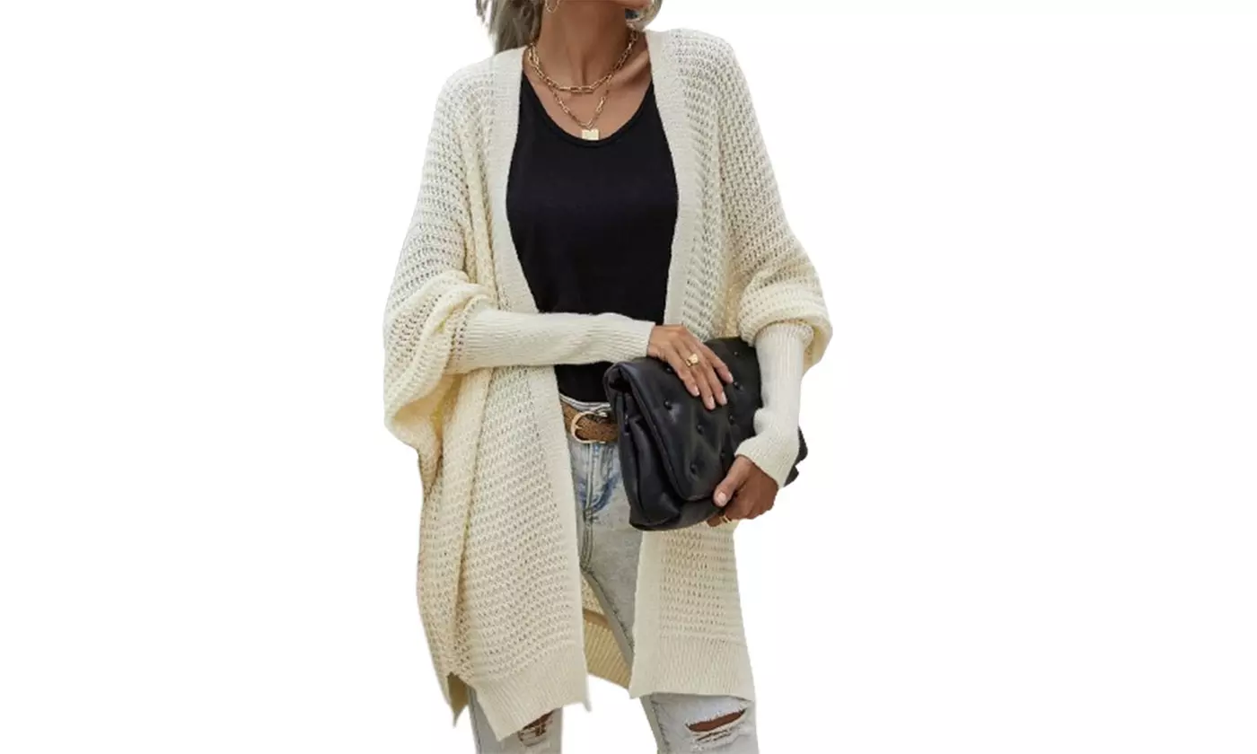 Bohuma Women's Batwing Long Sleeve Cardigan Loose Open Front Sweater Coat