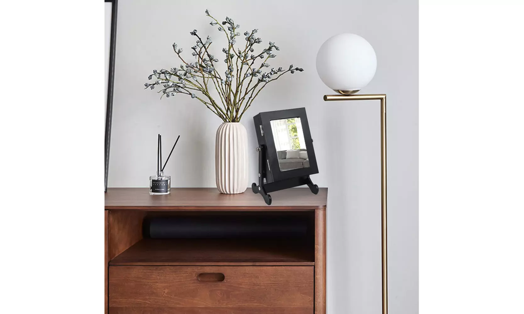 Mirror with Jewelry Cabinet Organizer Storage Box Countertop - Second Medium