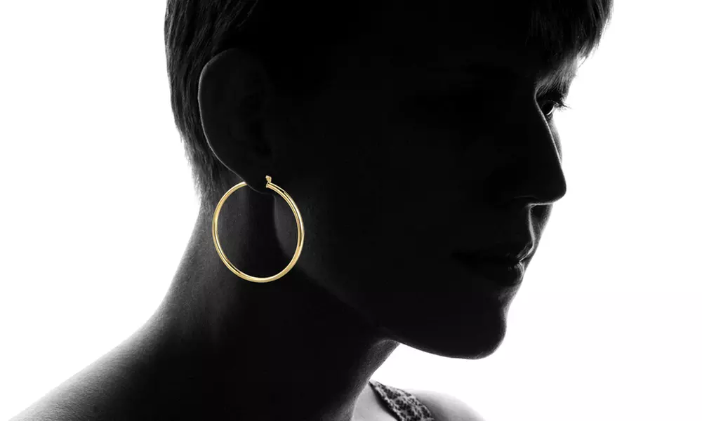 60mm 18K Gold Plated Hoop Earrings by Sevil - Second Medium