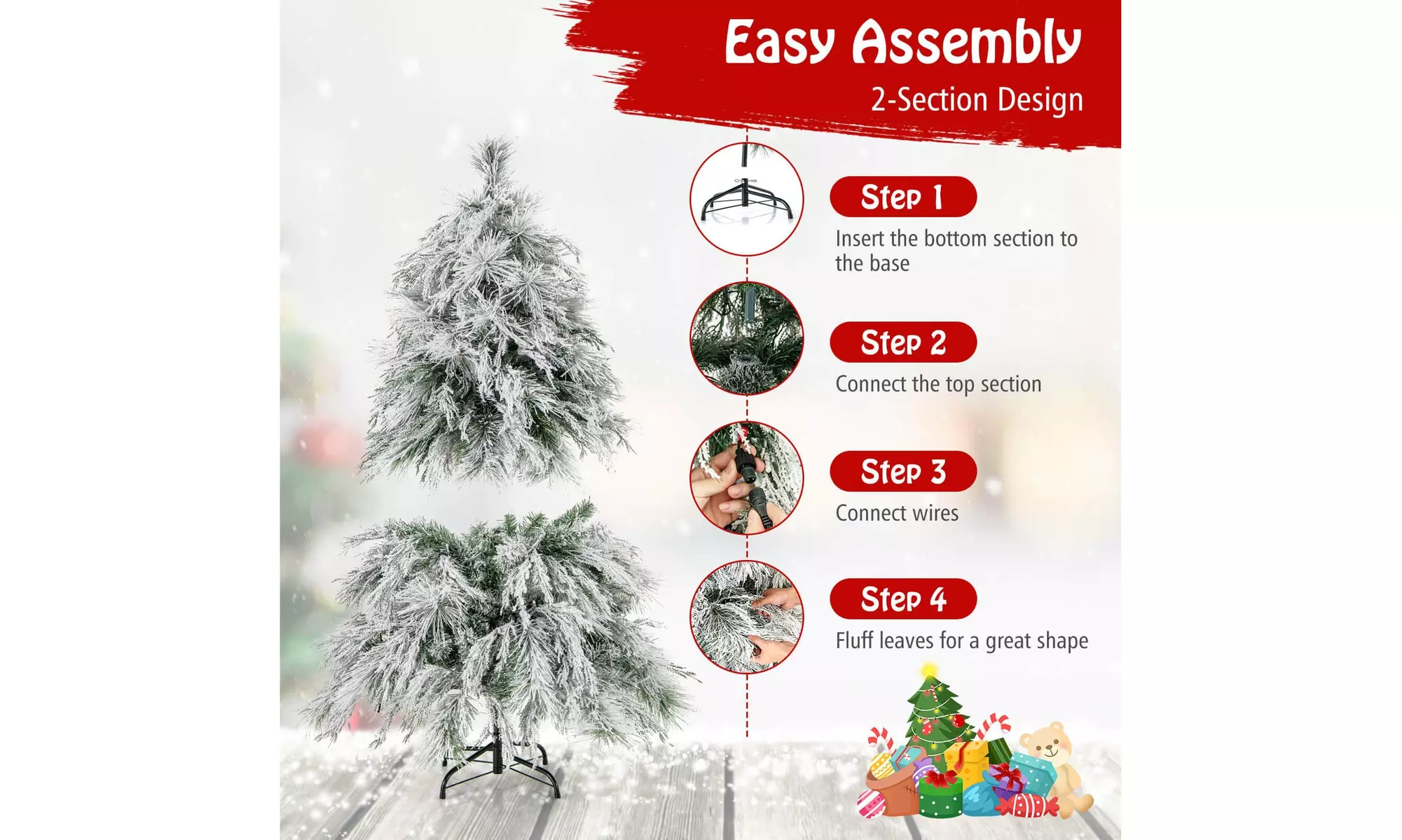 Costway 4.5/6/7 FT Pre-Lit Artificial Christmas Tree with PVC and Pine Needles