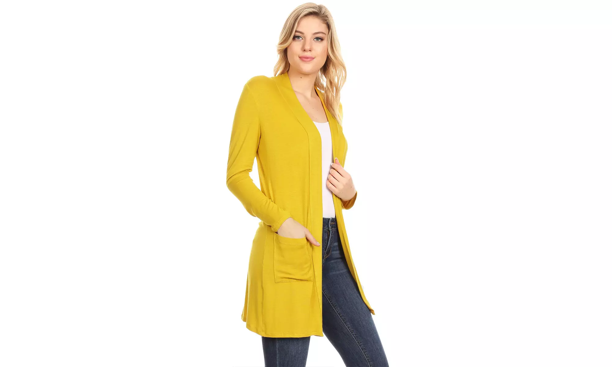 Women's Casual Open Front Basic Long Sleeves Side Pockets Solid Cardigan