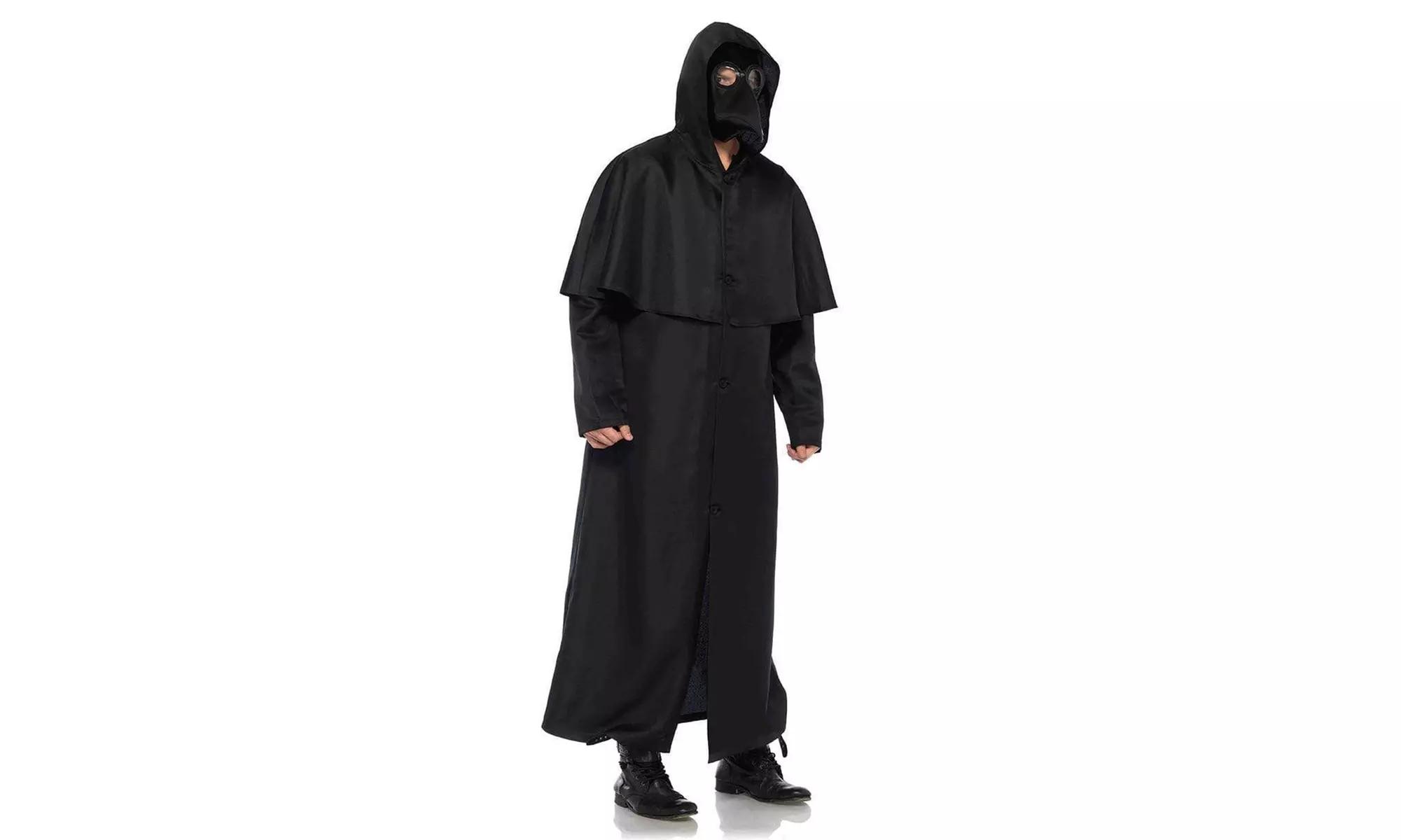 Leg Avenue Men's Plague Doctor Black Hooded Button Front Cloak - Second Medium