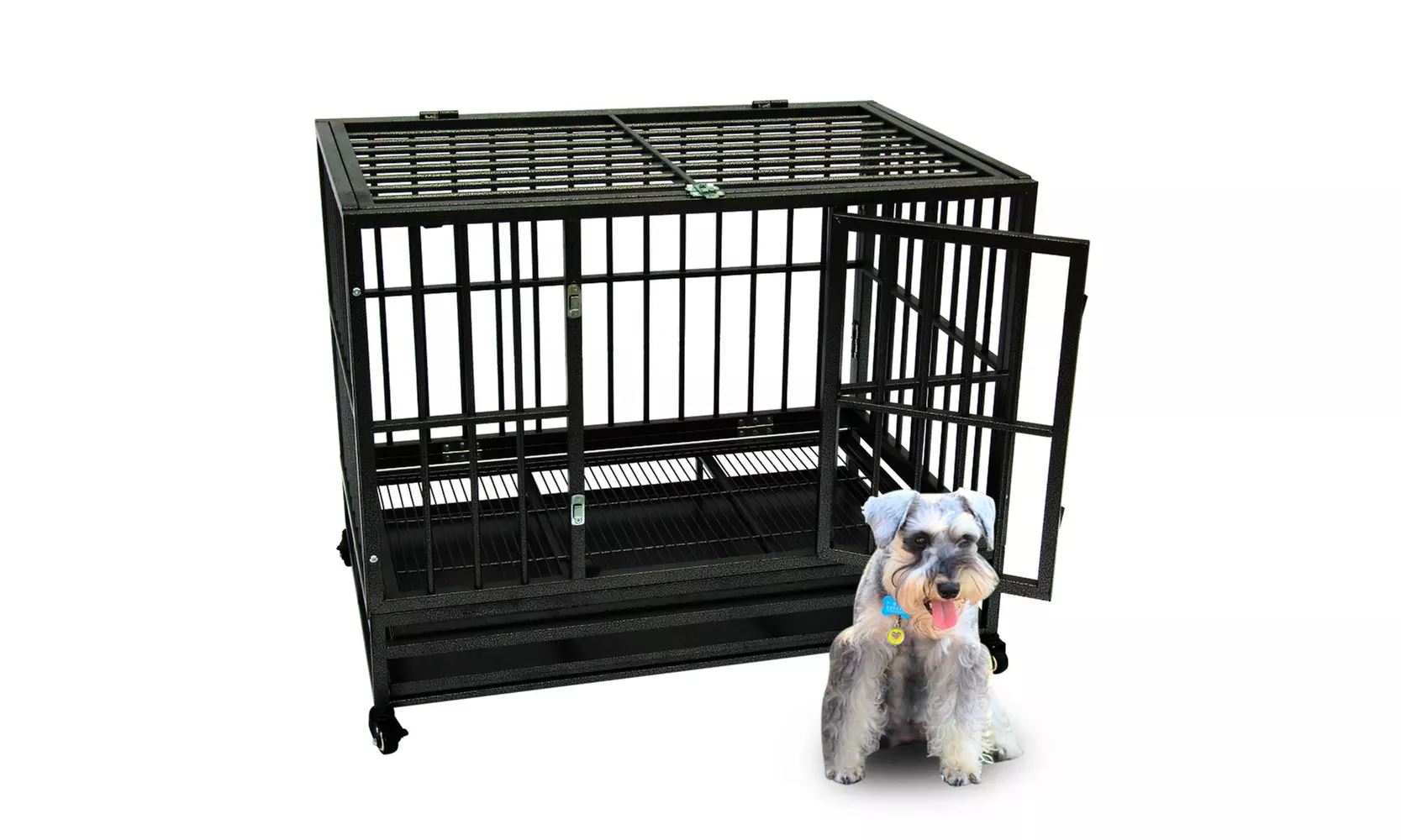 36'' Heavy Duty Metal Dog Cage Crate Pet Trolley with Tray - Primary Image