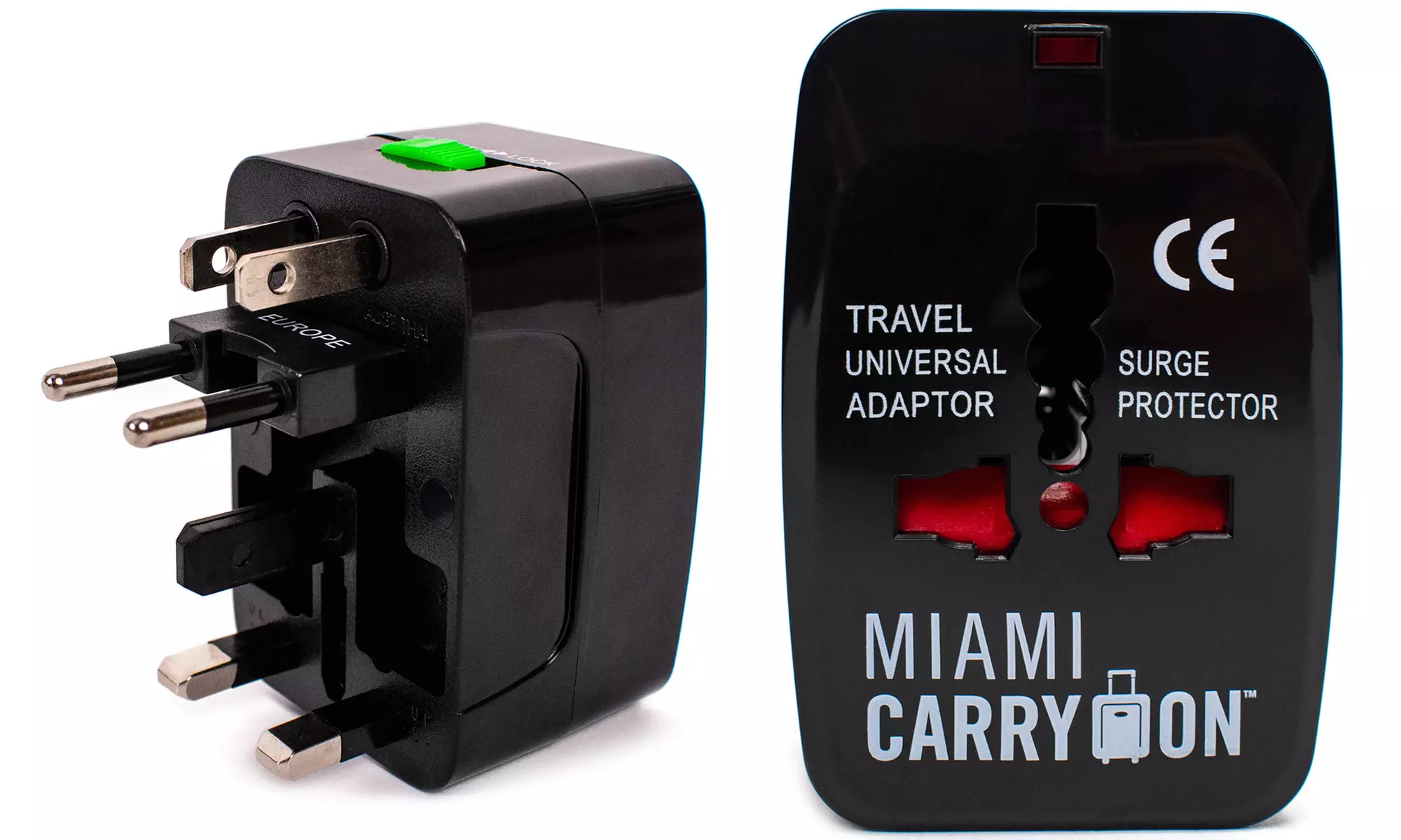 Miami CarryOn International Travel Adapter - Surge Protected Power Adapter
