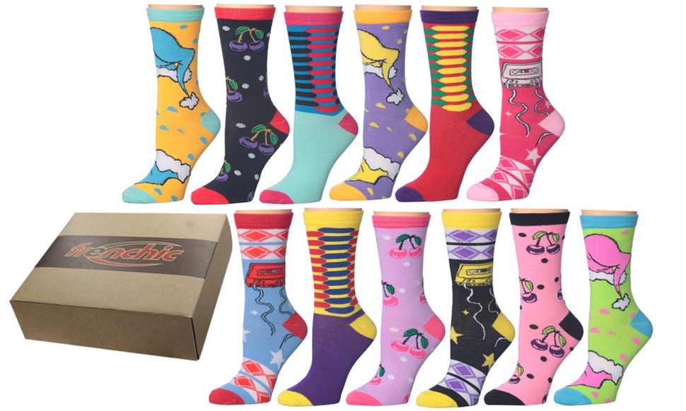 Frenchic Women's Statement Cotton Blend Crew Socks (12-Pairs)