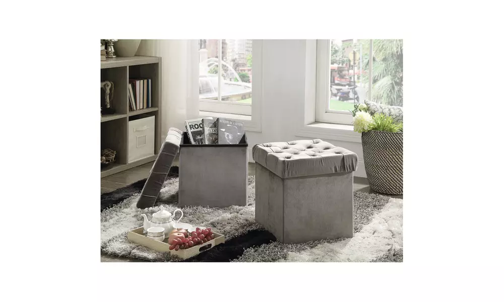 Foldable Storage Ottoman Set (2-Pack) - Primary Image