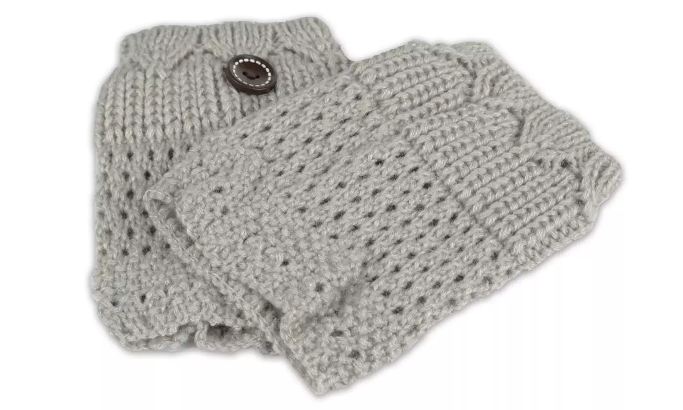 iMounTEK Women's Winter Crochet Knit Boot Button Sock Topper Cuff Leg Warmers