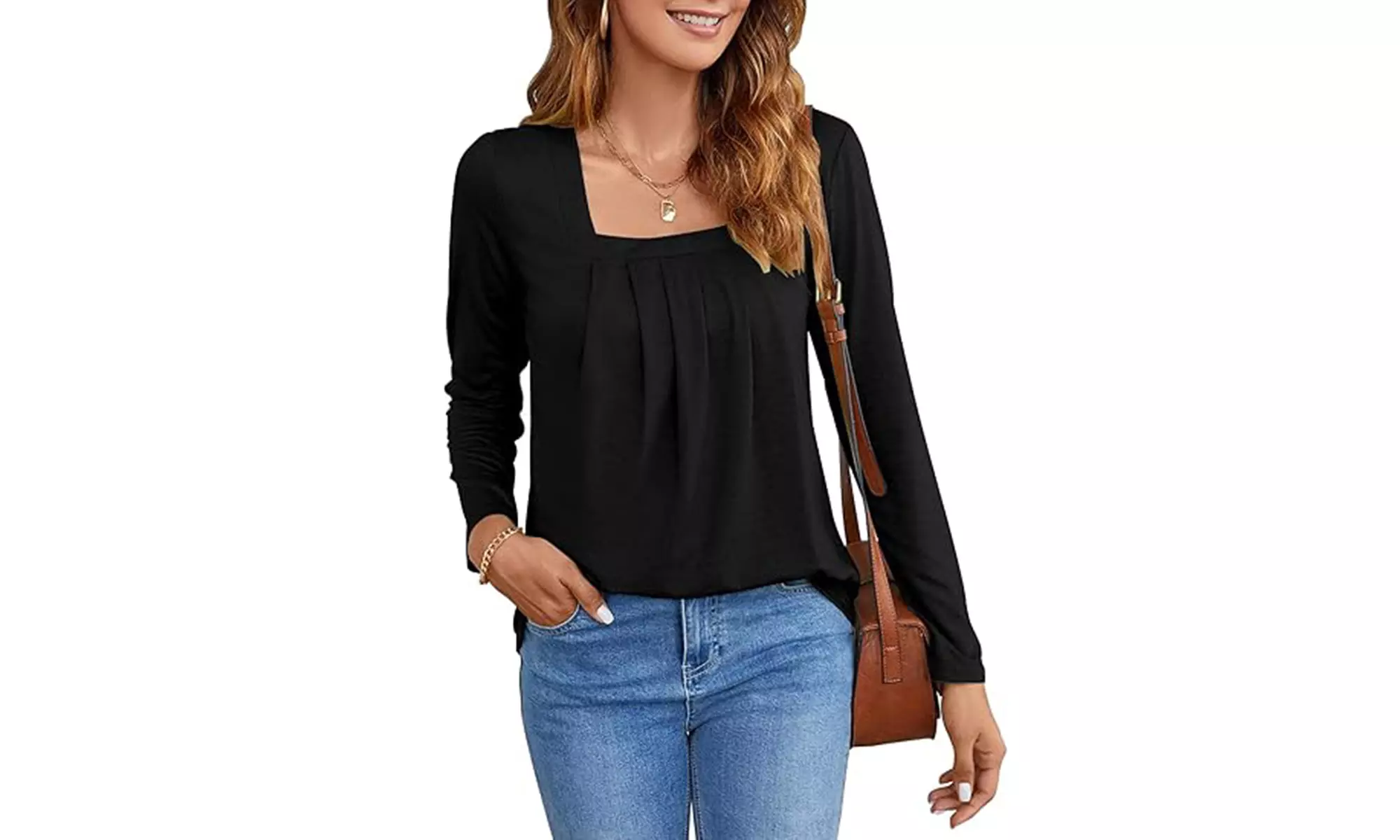 Womens Cute Long Sleeve Tops Loose Fit Causal U Neck Longsleeve Soft