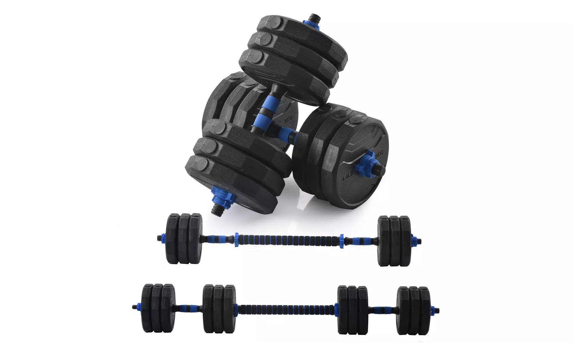 Adjustable Dumbbell Barbell Weight Pair TOTAL 58 LBS 2 in 1 Sets with Connector - Primary Image