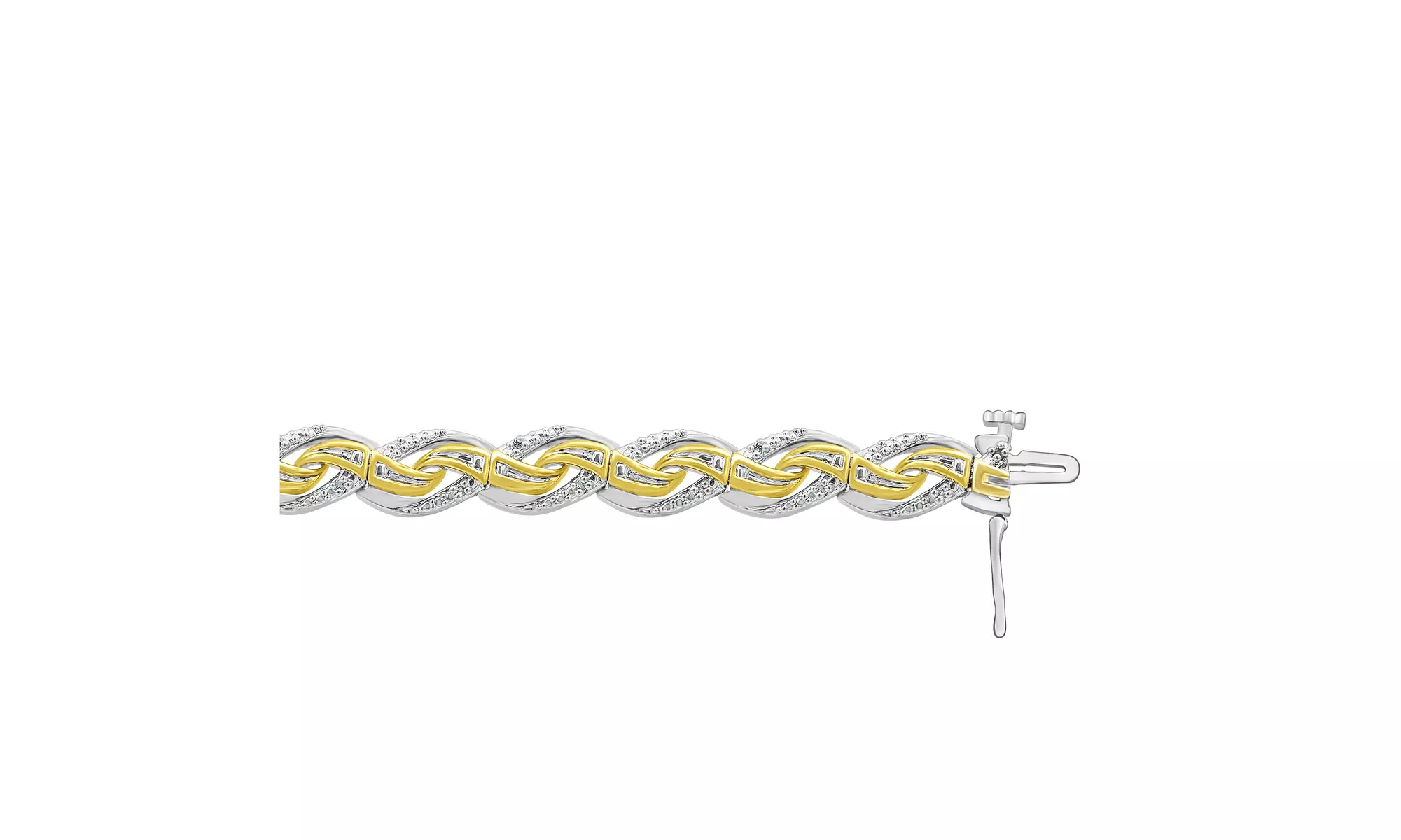 1/6 Cttw Yellow  Gold Plated Two-Tone Twisted Bracelet in Brass - Second Medium