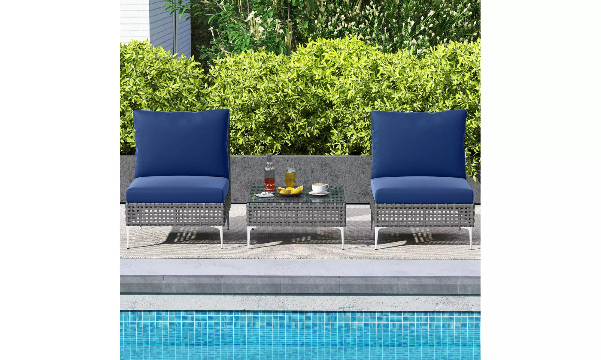 Costway Outdoor Furniture Set with Seat & Back Cushions Coffee Table