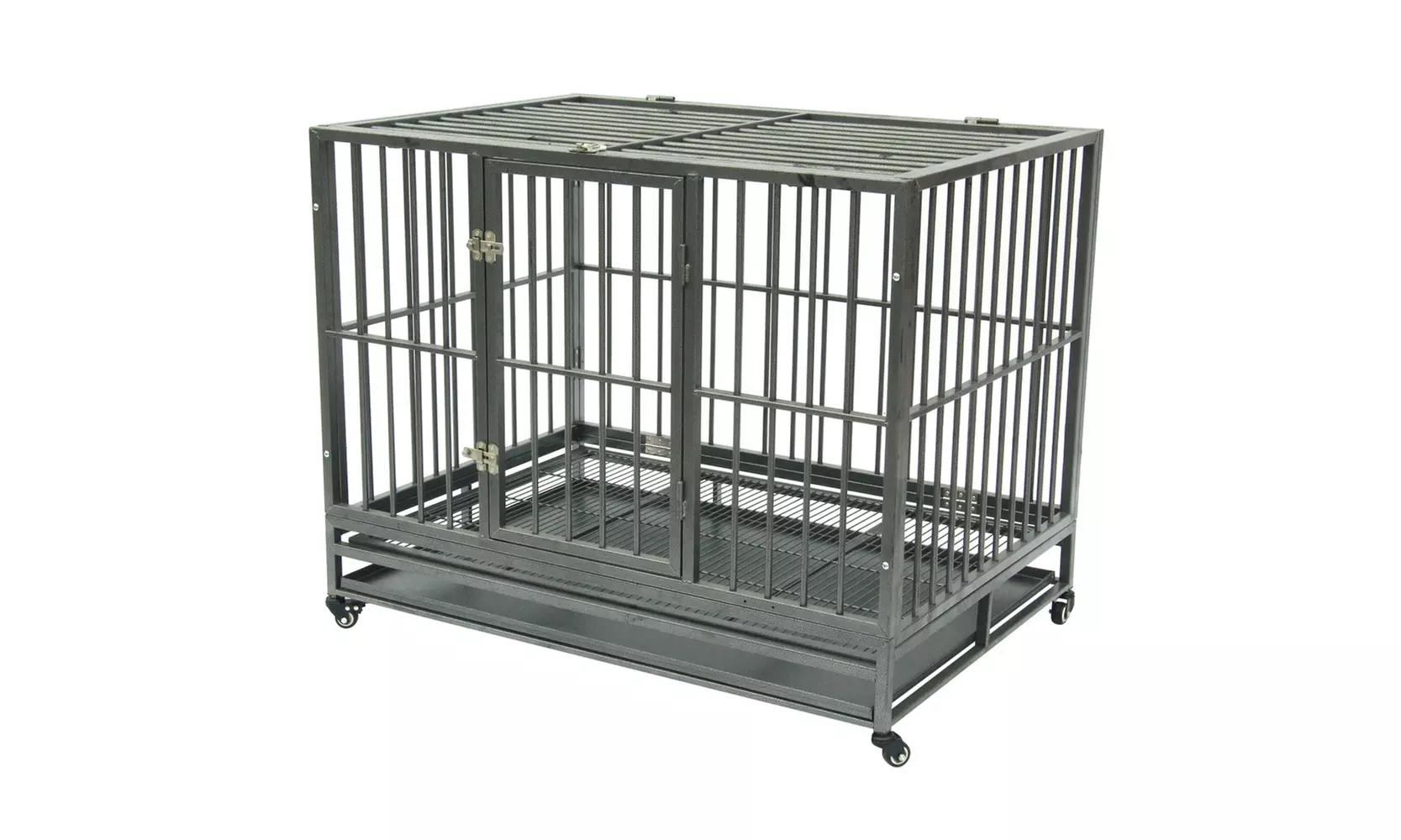 Heavy Duty Dog Crate Strong Metal Kennel and Crate with Four Wheels(36'',42'') - Primary Image