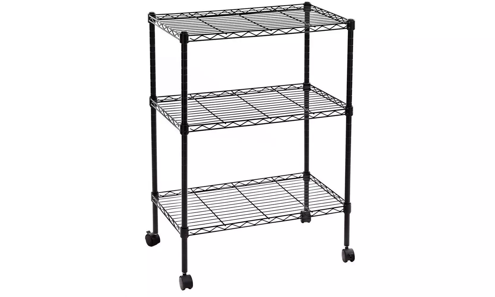 3 Tier Heavy Duty Wire Shelving Unit Rack Rolling Cart Storage Organizer Black - Primary Image