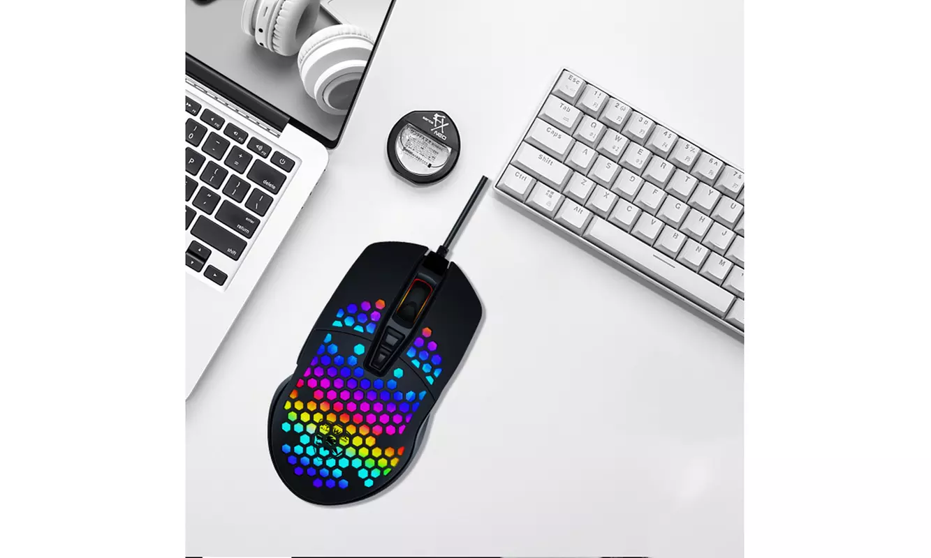 Gaming Mice Mouse 6400 DPI USB RGB Flowing Backlit Light Wired PC Laptop Compute - Primary Image