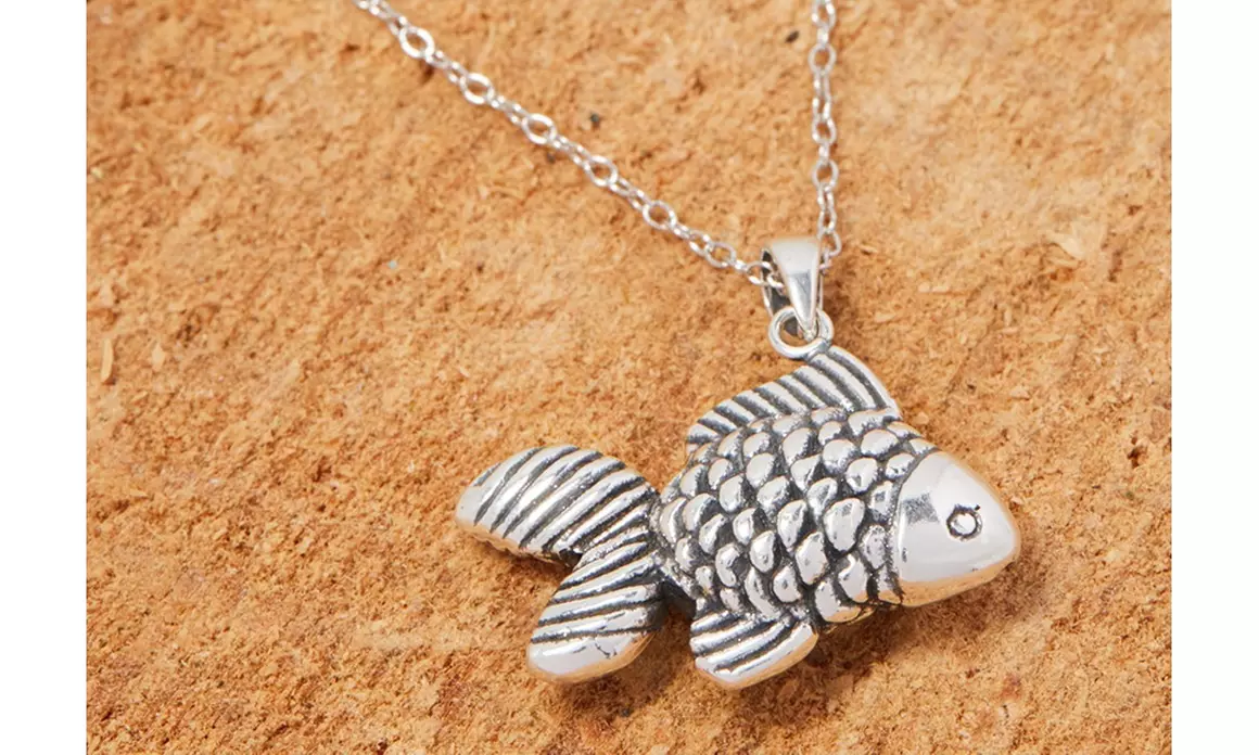 Sterling Silver Artisan Good Luck Fish Necklace