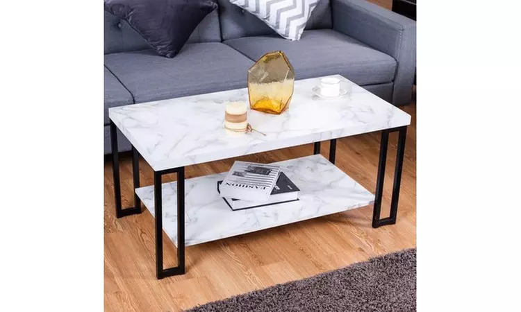 2 Layers MDF Imitation Marble Coffee Table - Primary Image