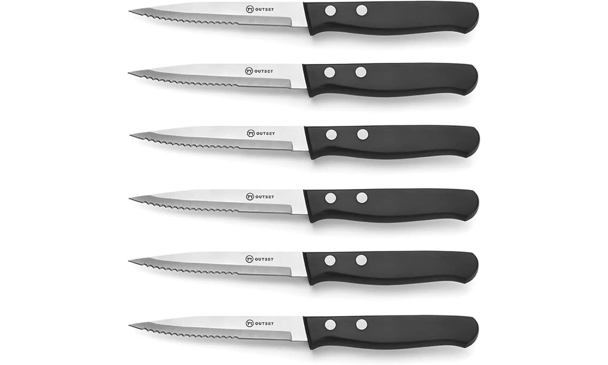 Outset 74919 Steakhouse Knife Set Stainless Steel Set of 6 - Second Medium