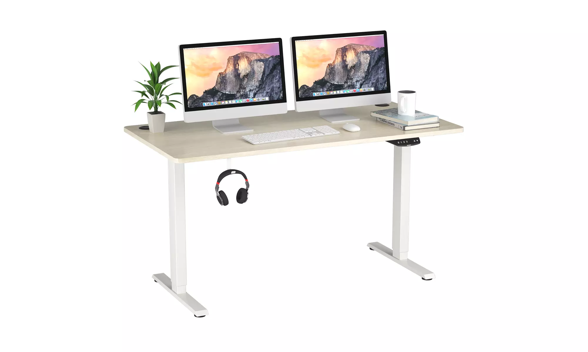 Costway 55'' x 28'' Electric Adjustable Standing up Desk Dual w/ Controller